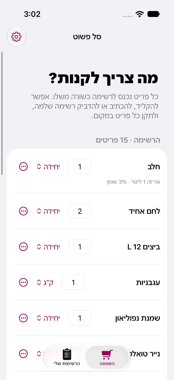 הרשימה לפני
